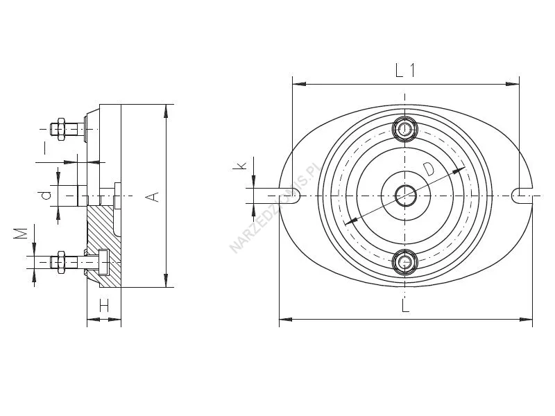 Rysunek techniczny: Podstawa (obrotowa) do imadeł maszynowych 6583 1 - BISON-BIAL